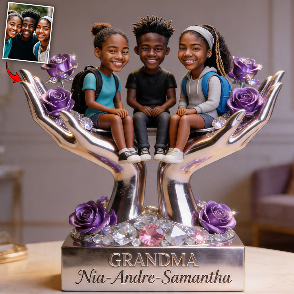 Mom Grandma Hands - Personalized Mother Custom Shaped Acrylic Plaque