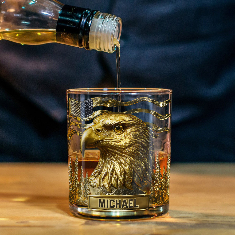 Majestic Eagle - Personalized Bald Eagle Whiskey Glass