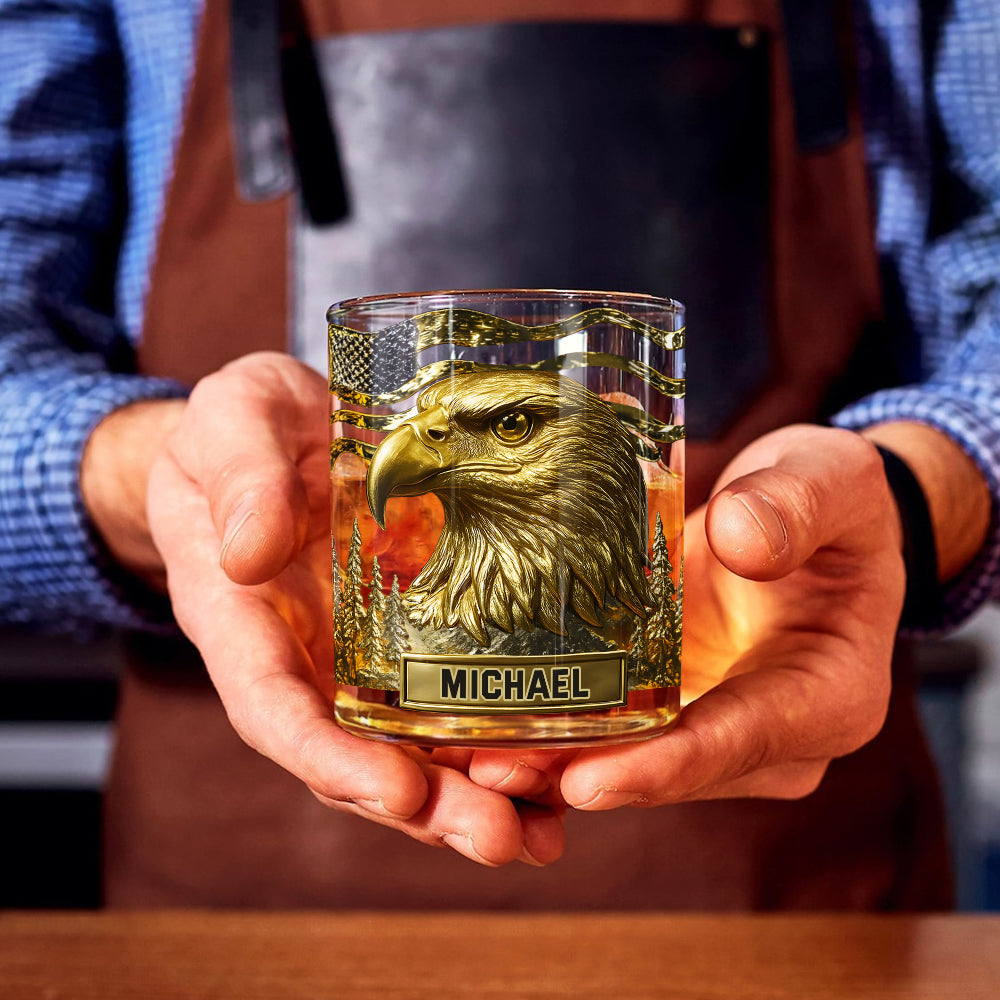 Majestic Eagle - Personalized Bald Eagle Whiskey Glass
