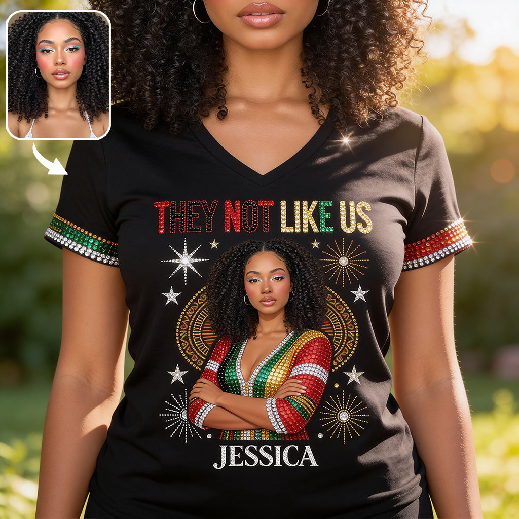 They Not Like Us - Personalized African American Fully Printed V-Neck T-Shirt