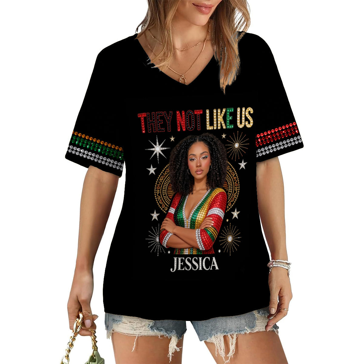 They Not Like Us - Personalized African American Fully Printed V-Neck T-Shirt