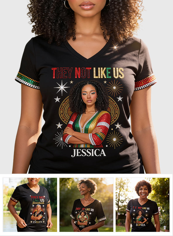 They Not Like Us - Personalized African American Fully Printed V-Neck T-Shirt
