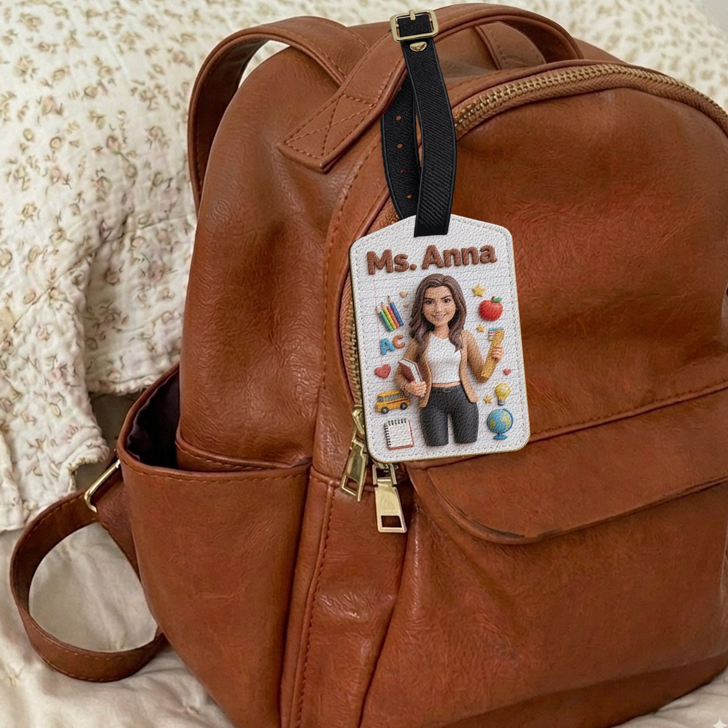 Custom Portrait Teacher - Personalized Teacher Luggage Tag