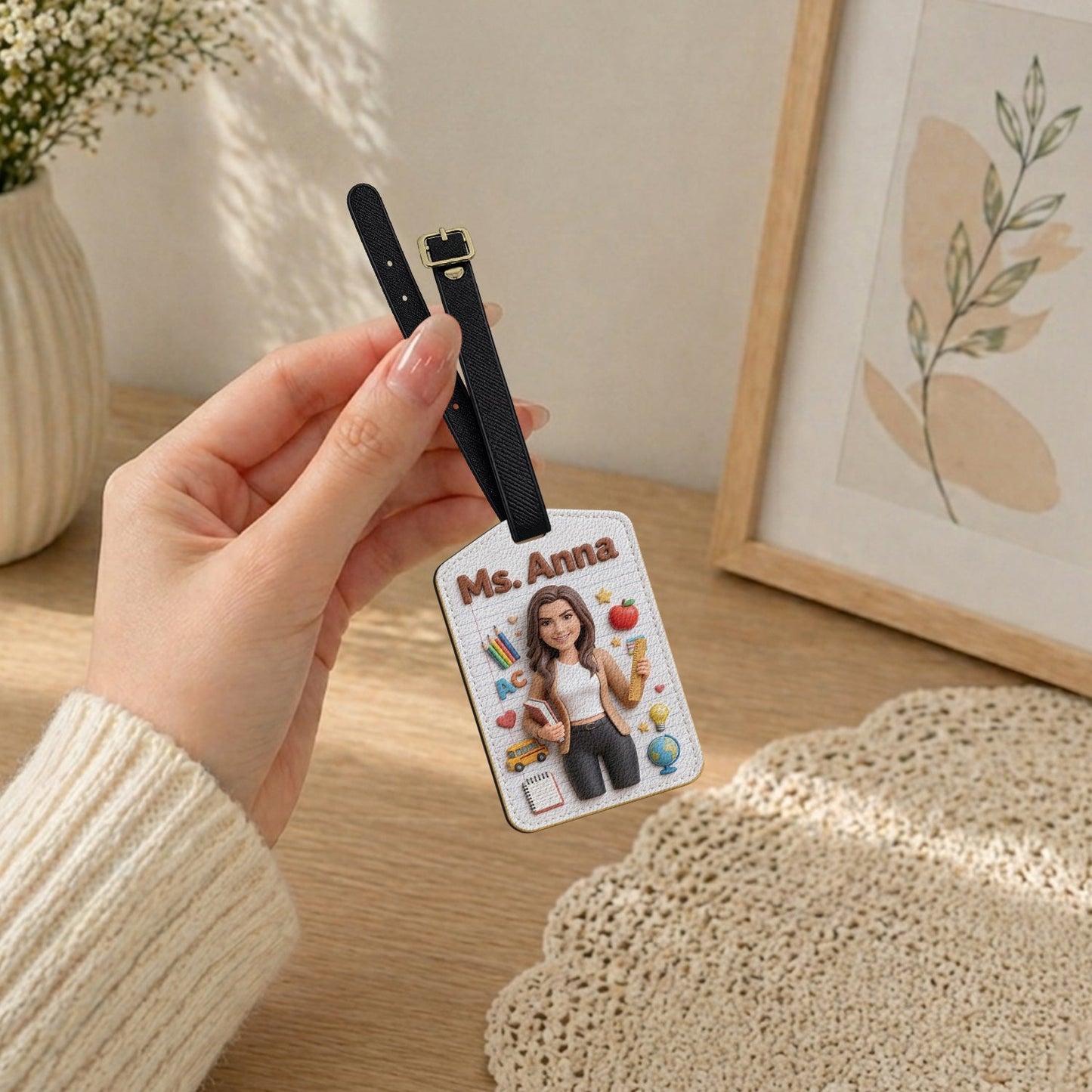 Custom Portrait Teacher - Personalized Teacher Luggage Tag