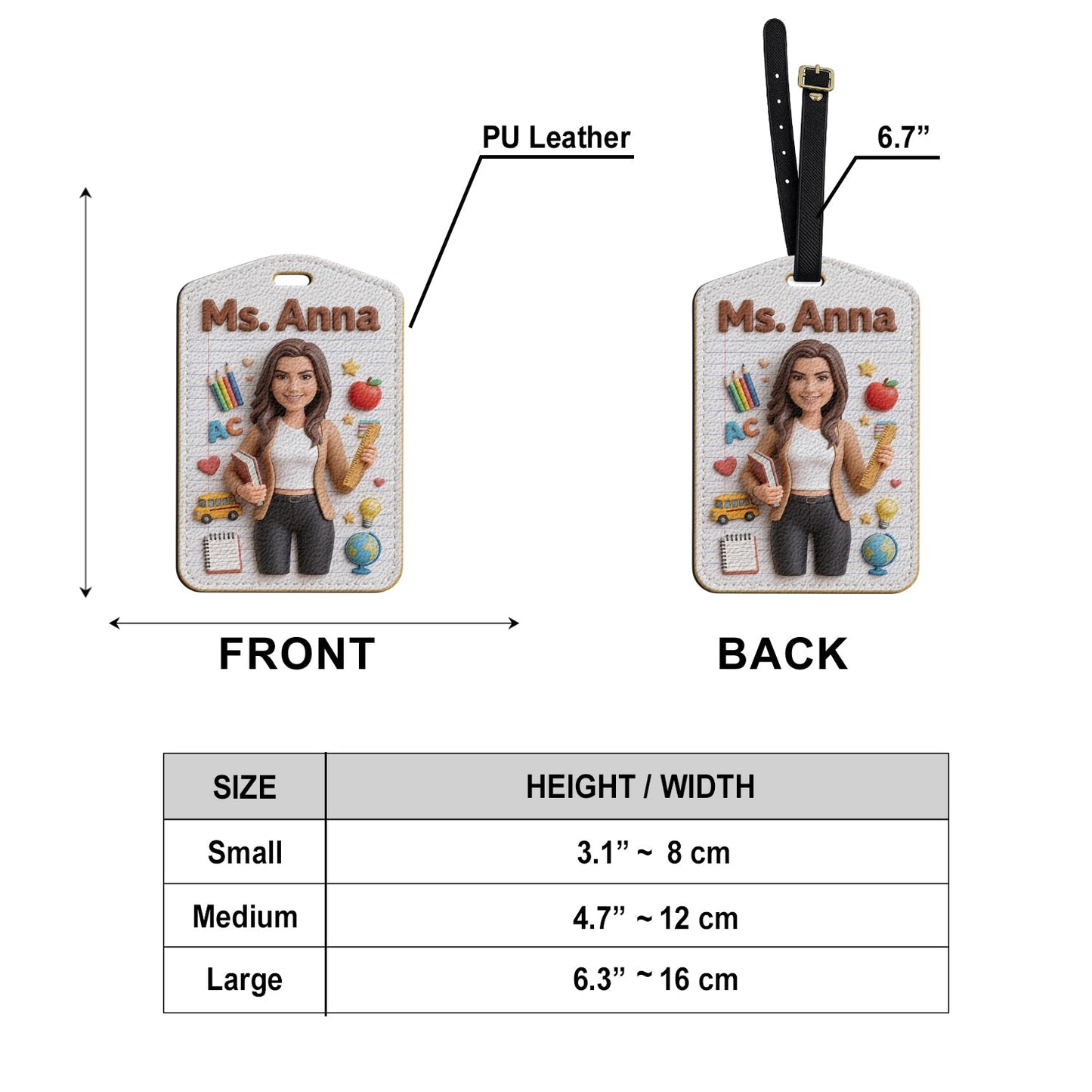 Custom Portrait Teacher - Personalized Teacher Luggage Tag