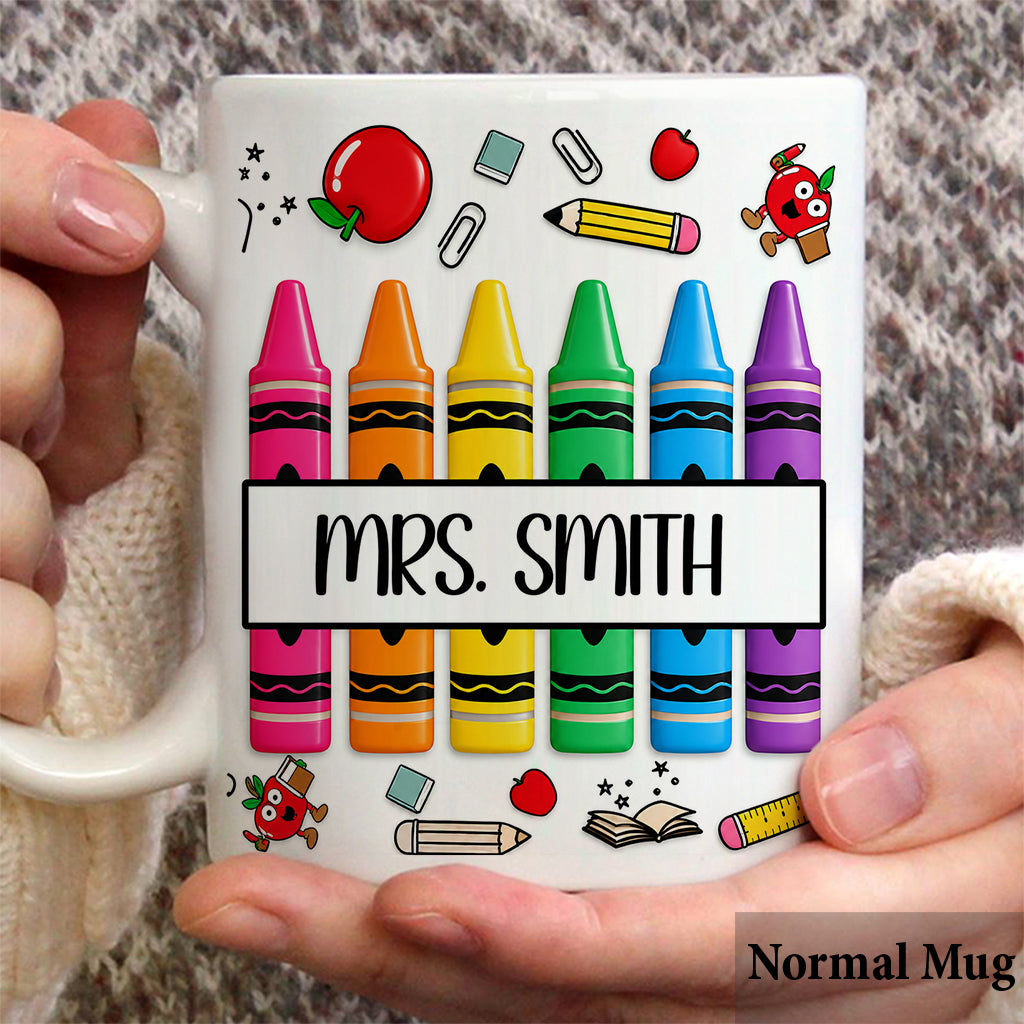 Pencil Crayon Teacher Mug - Personalized Teacher Mug