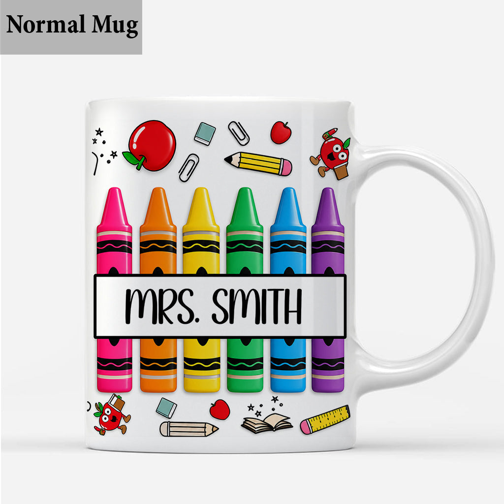 Pencil Crayon Teacher Mug - Personalized Teacher Mug