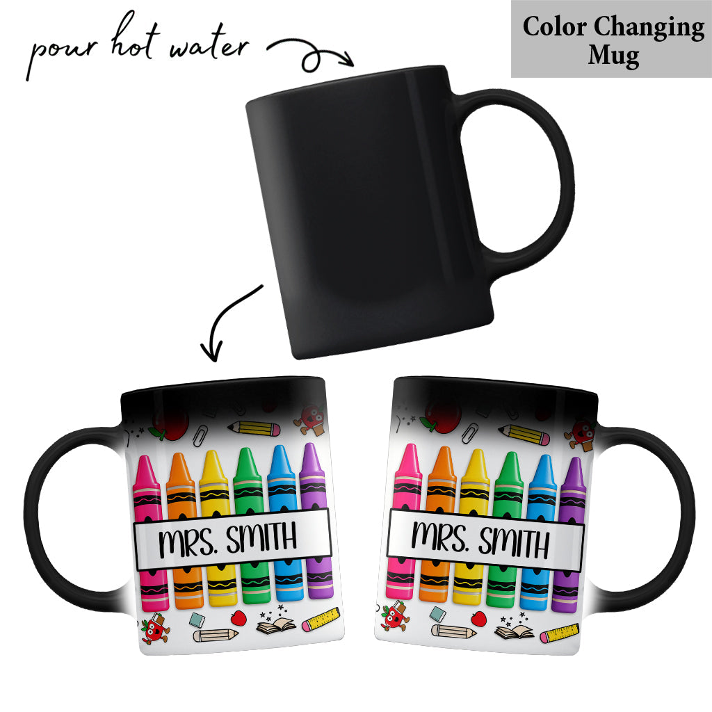 Pencil Crayon Teacher Mug - Personalized Teacher Mug