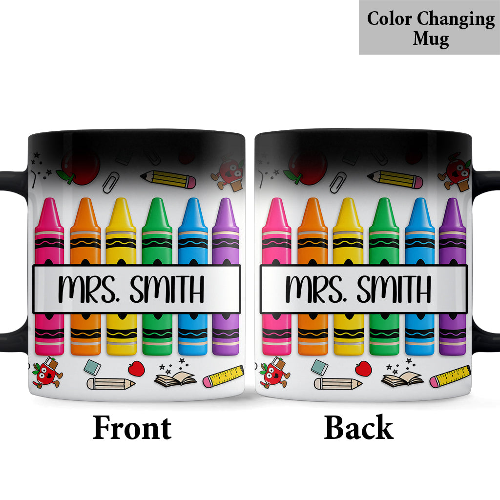 Pencil Crayon Teacher Mug - Personalized Teacher Mug