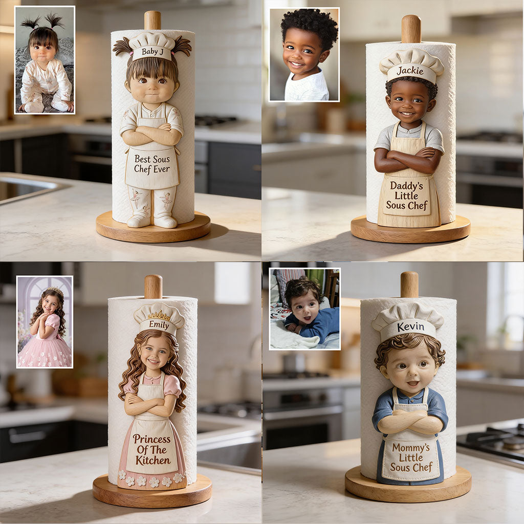 World's Best Sous Chef - Personalized Kid Paper Towel Stand