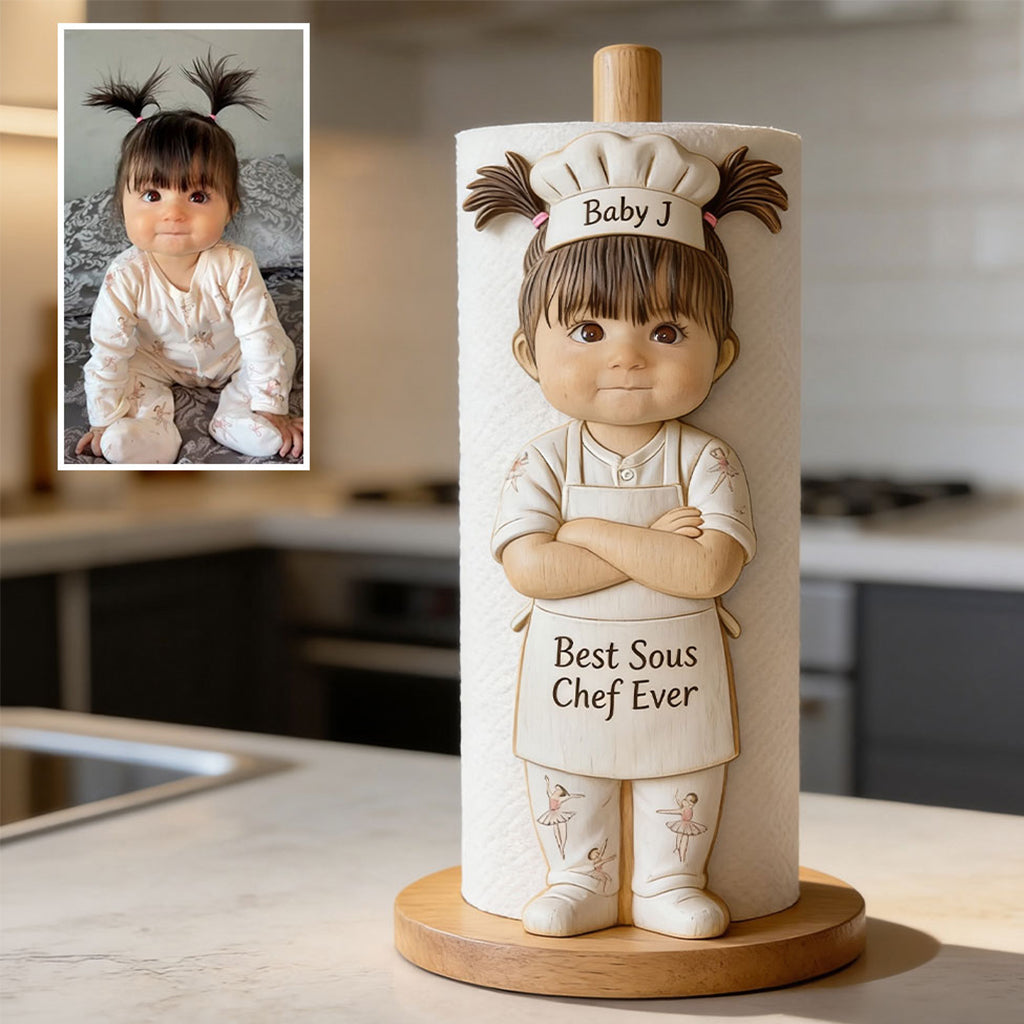 World's Best Sous Chef - Personalized Kid Paper Towel Stand