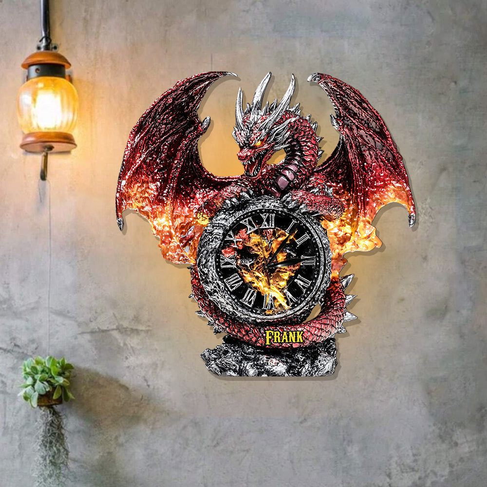 The Magic Of Dragon - Personalized Dragon LED Light Wall Clock