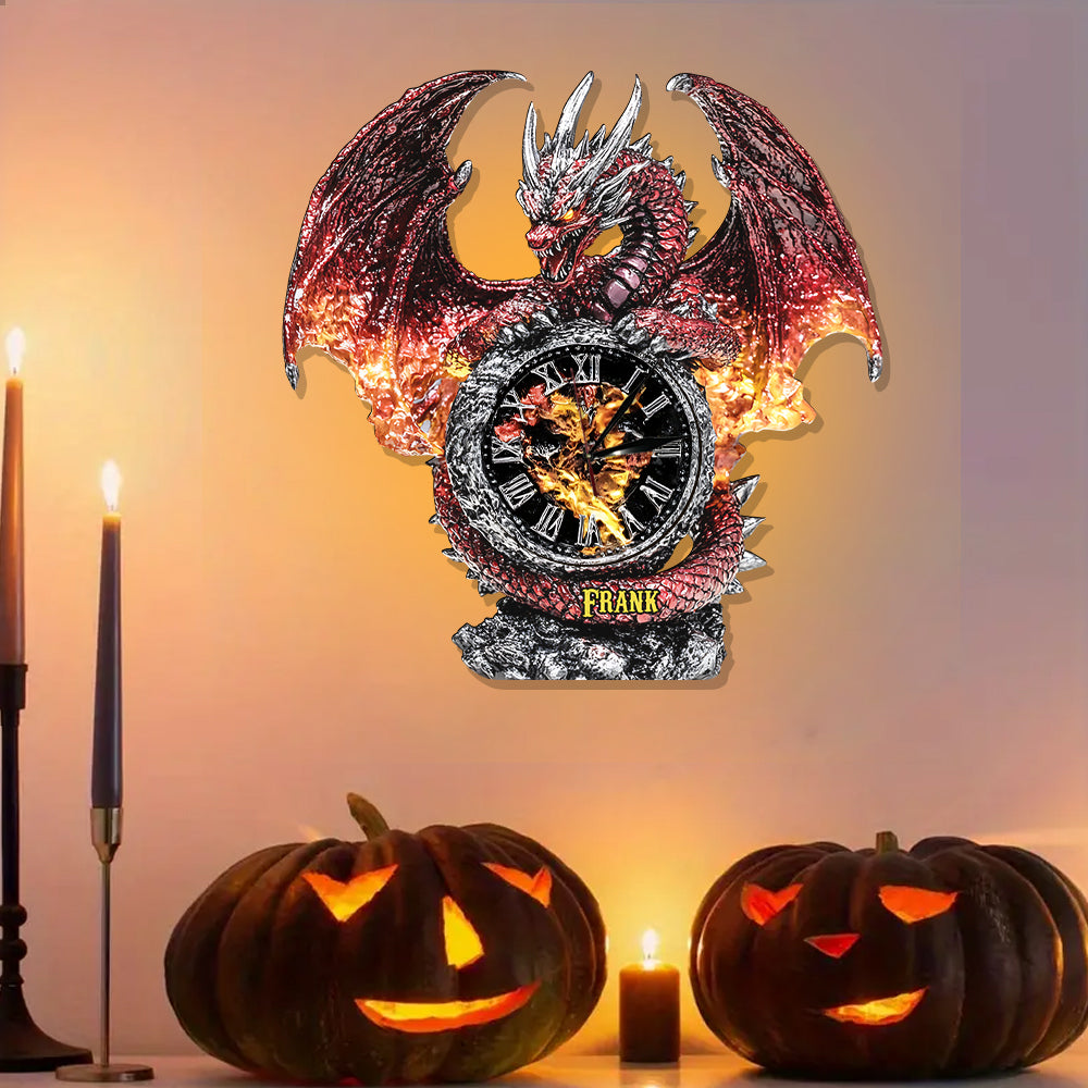 The Magic Of Dragon - Personalized Dragon LED Light Wall Clock