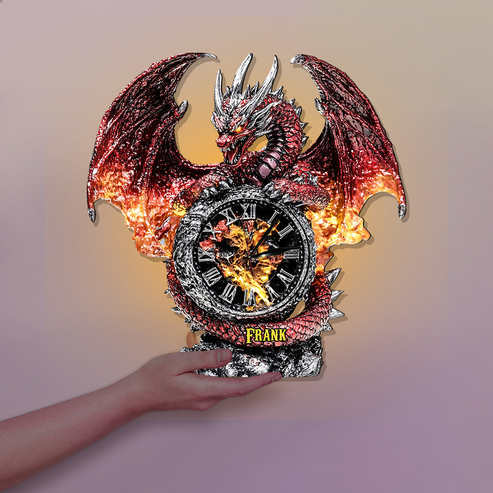 The Magic Of Dragon - Personalized Dragon LED Light Wall Clock