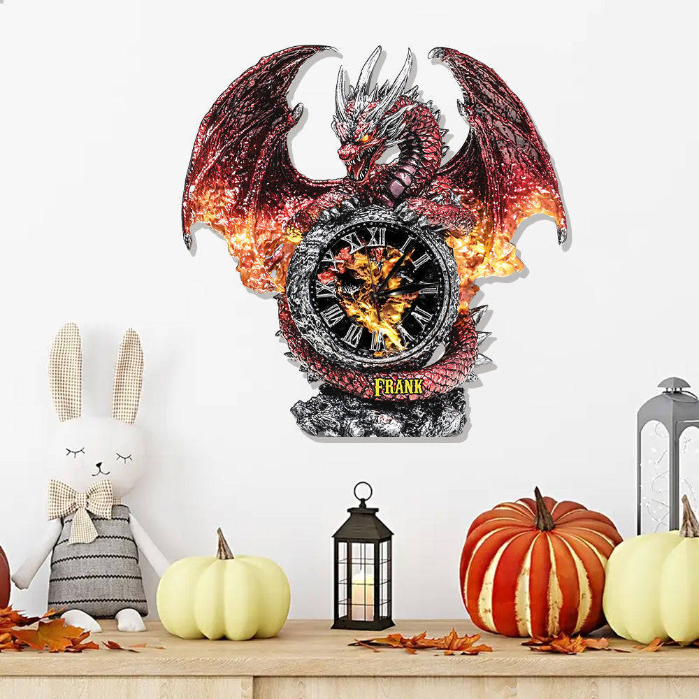 The Magic Of Dragon - Personalized Dragon LED Light Wall Clock