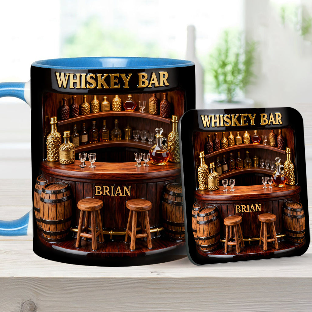Whiskey Bar - Personalized Whisky Accent Mug & Coaster