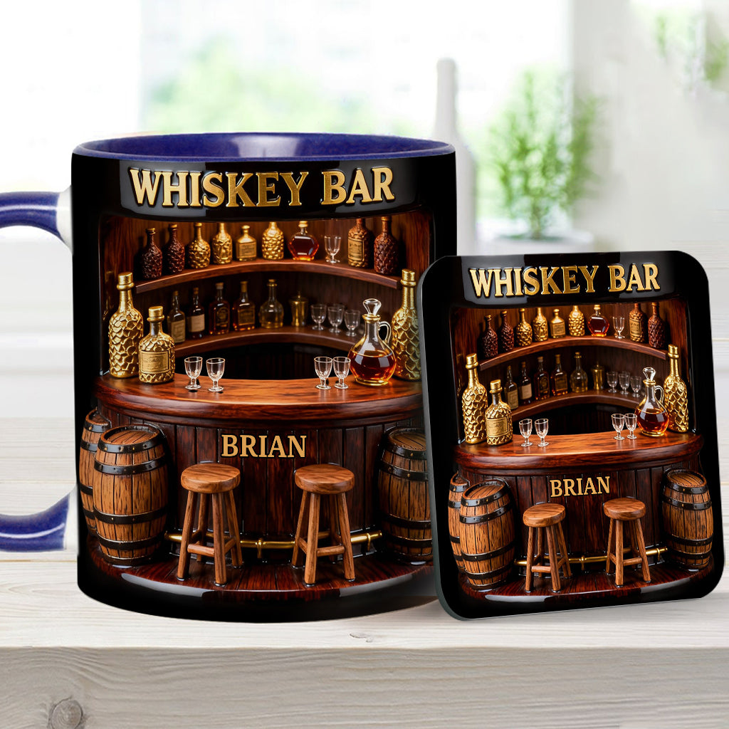 Whiskey Bar - Personalized Whisky Accent Mug & Coaster