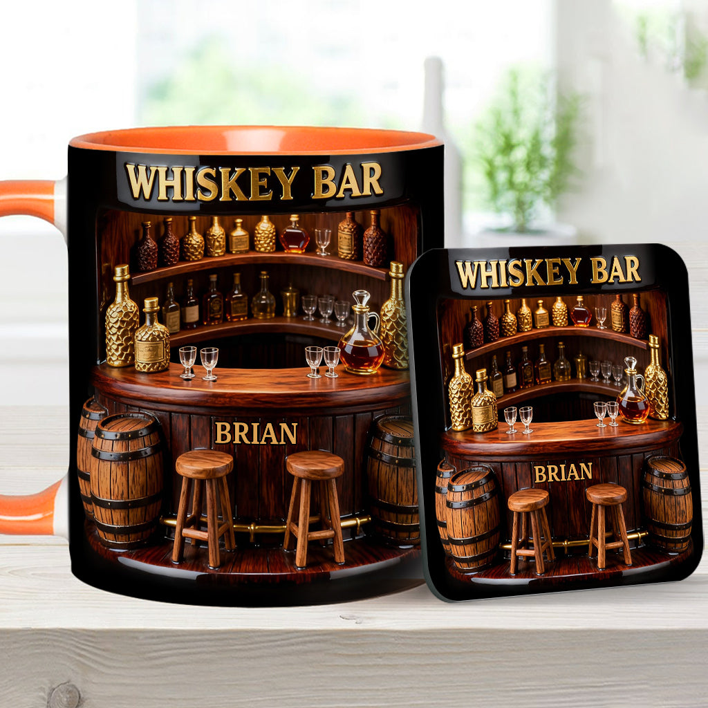 Whiskey Bar - Personalized Whisky Accent Mug & Coaster