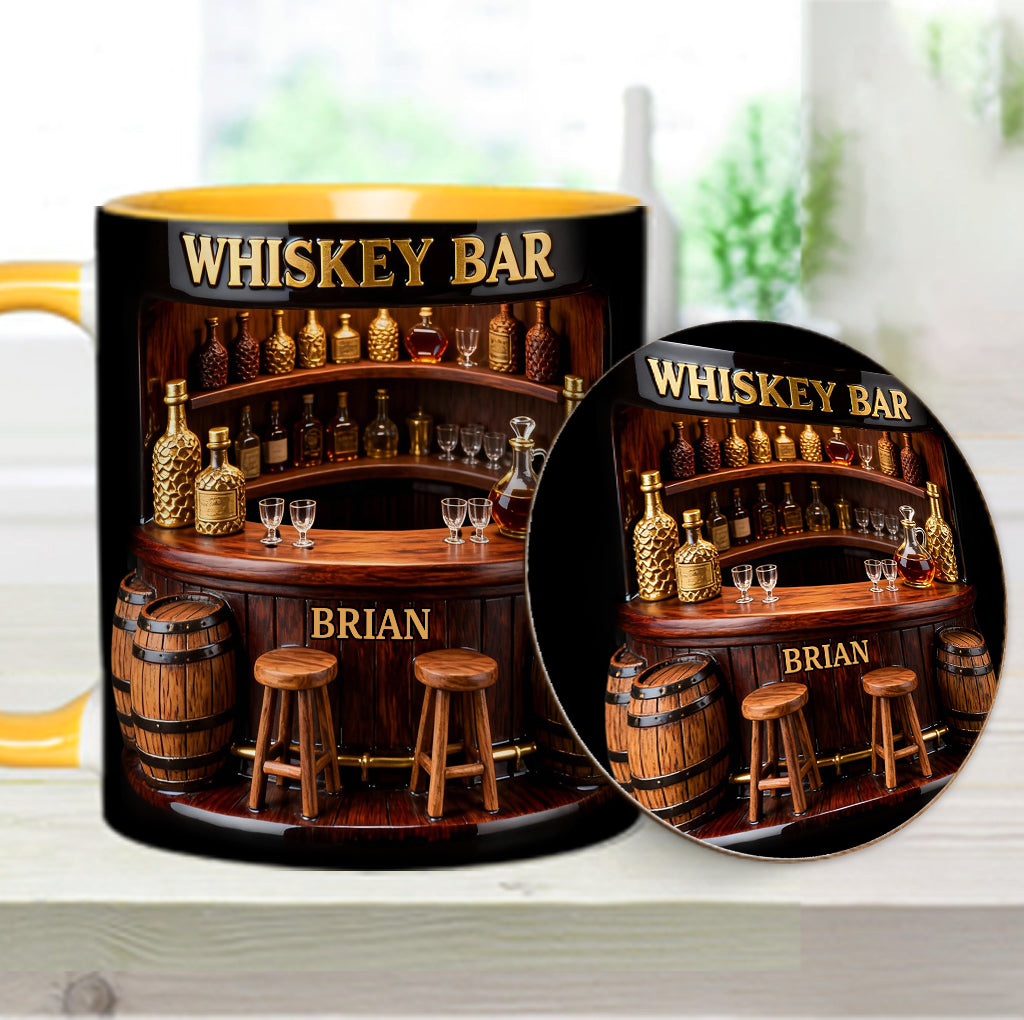 Whiskey Bar - Personalized Whisky Accent Mug & Coaster