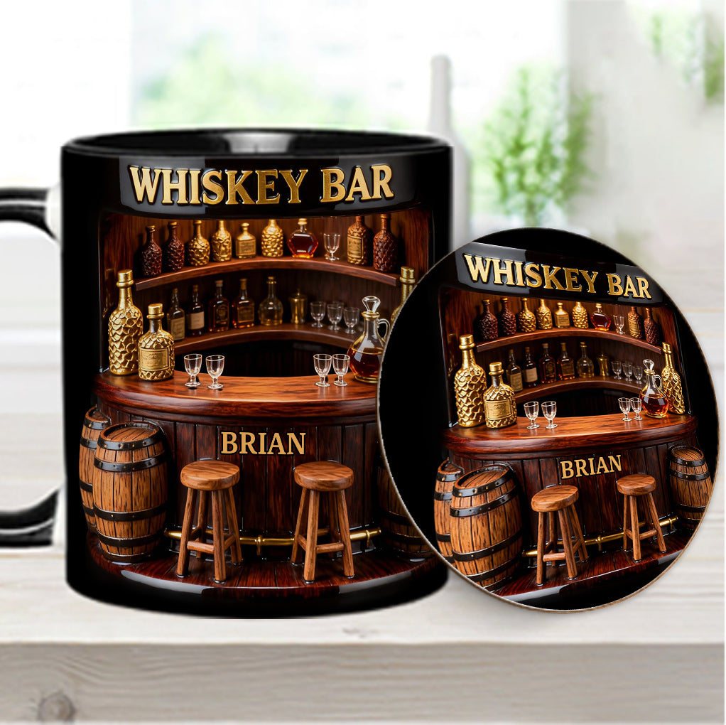 Whiskey Bar - Personalized Whisky Accent Mug & Coaster