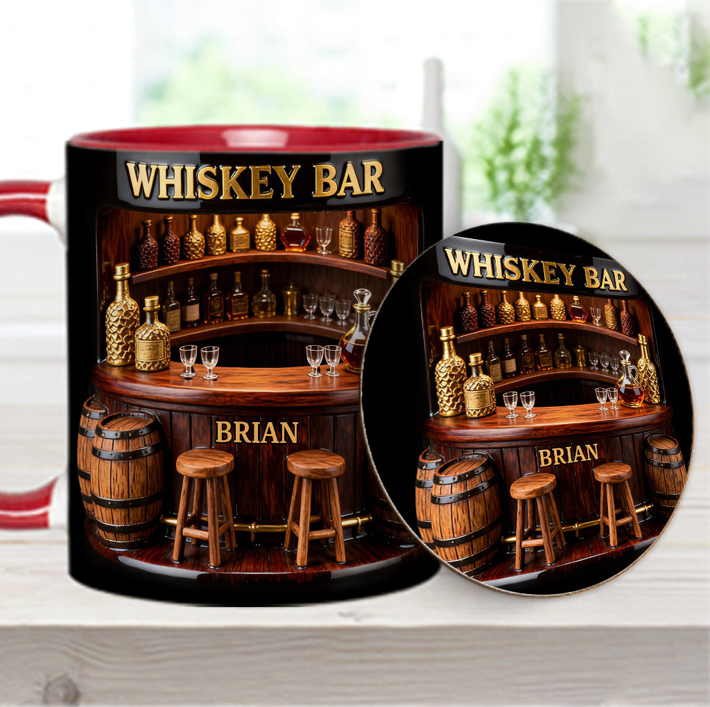 Whiskey Bar - Personalized Whisky Accent Mug & Coaster