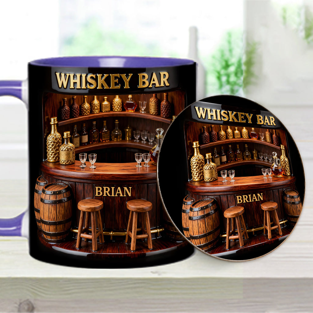 Whiskey Bar - Personalized Whisky Accent Mug & Coaster