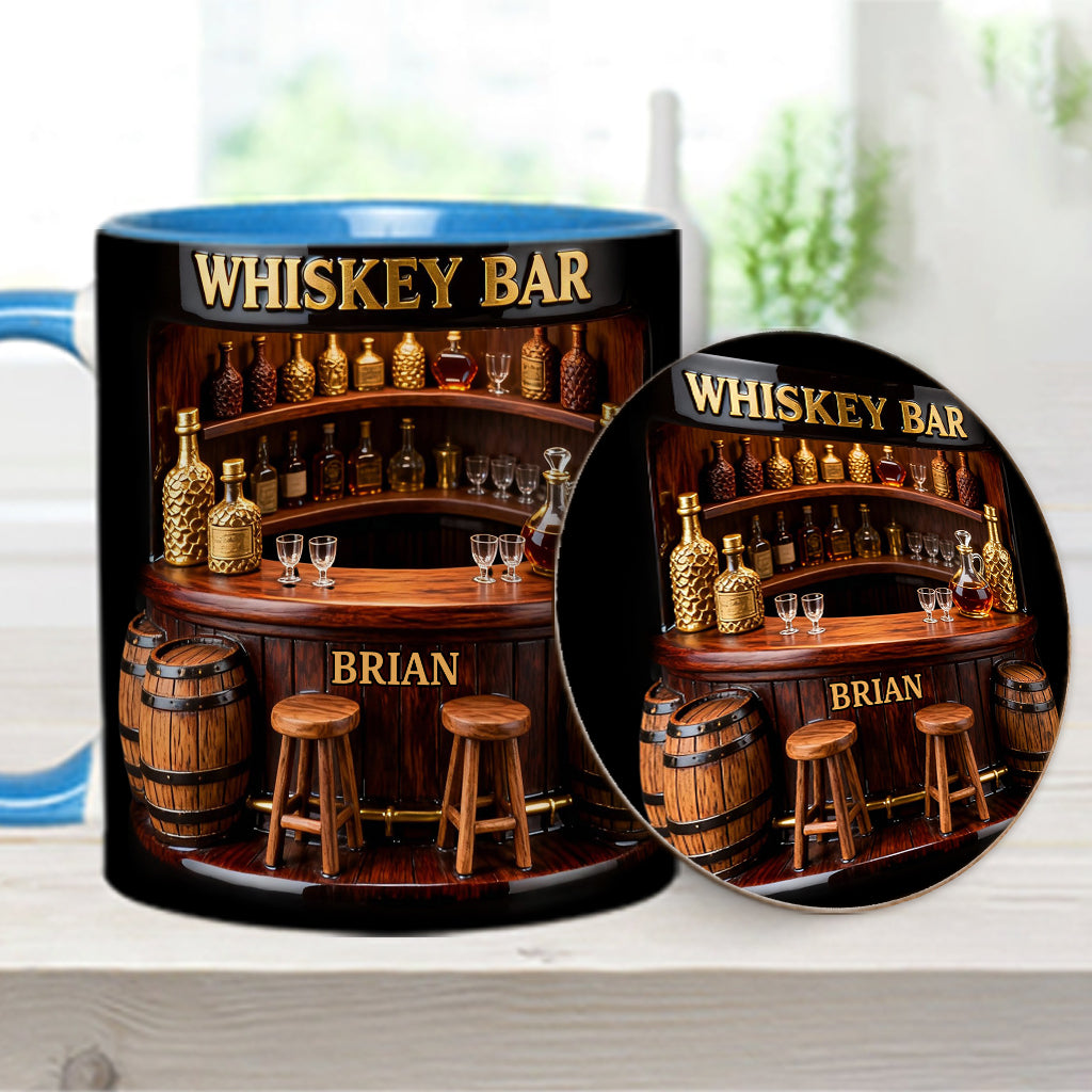 Whiskey Bar - Personalized Whisky Accent Mug & Coaster