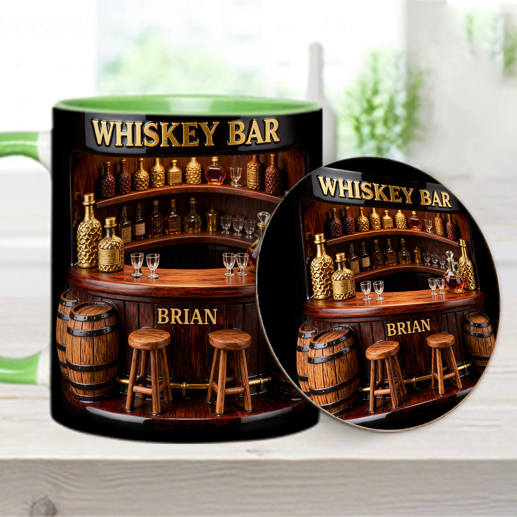 Whiskey Bar - Personalized Whisky Accent Mug & Coaster