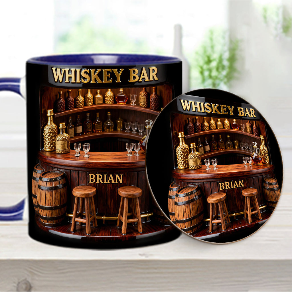 Whiskey Bar - Personalized Whisky Accent Mug & Coaster