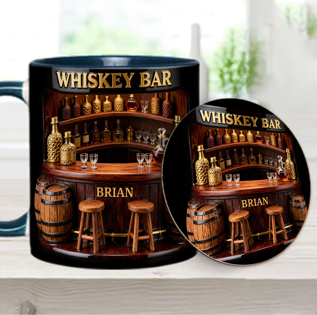Whiskey Bar - Personalized Whisky Accent Mug & Coaster