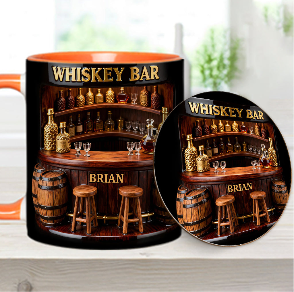 Whiskey Bar - Personalized Whisky Accent Mug & Coaster