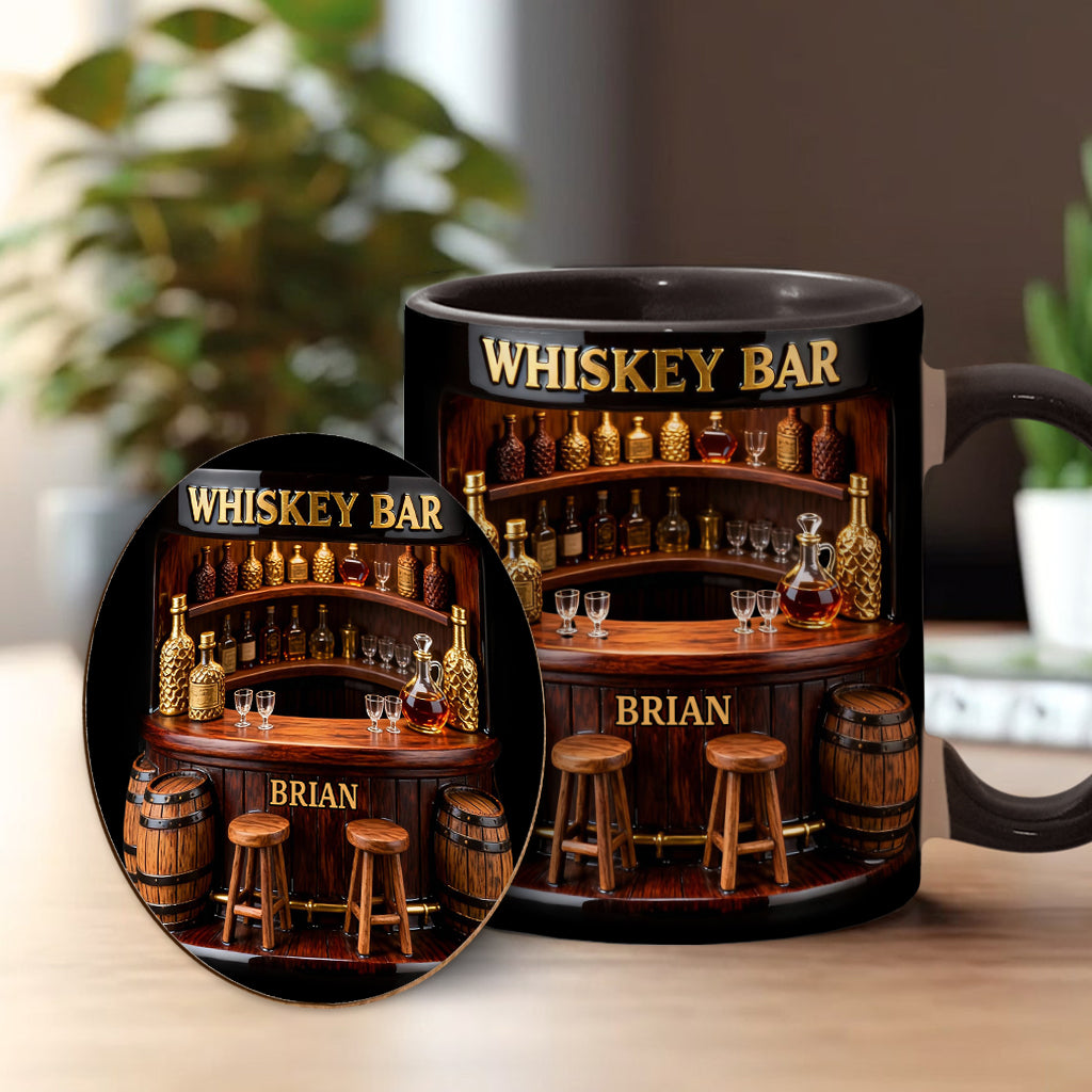 Whiskey Bar - Personalized Whisky Accent Mug & Coaster