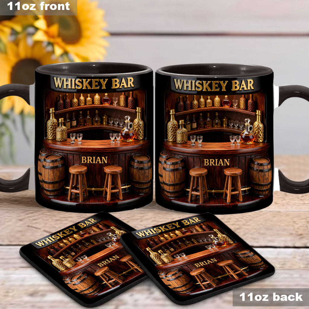 Whiskey Bar - Personalized Whisky Accent Mug & Coaster