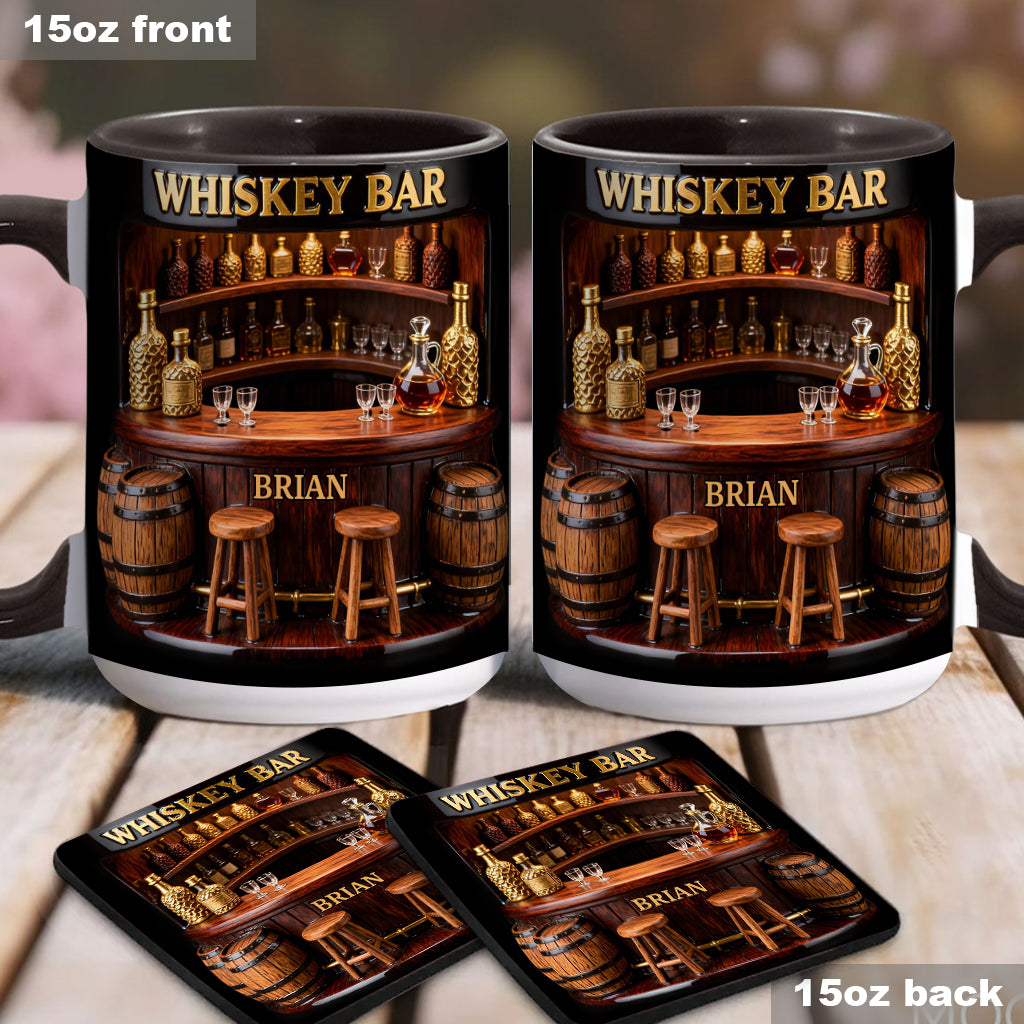 Whiskey Bar - Personalized Whisky Accent Mug & Coaster