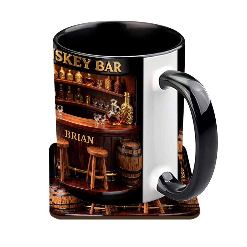 Whiskey Bar - Personalized Whisky Accent Mug & Coaster