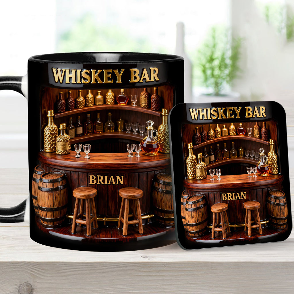 Whiskey Bar - Personalized Whisky Accent Mug & Coaster