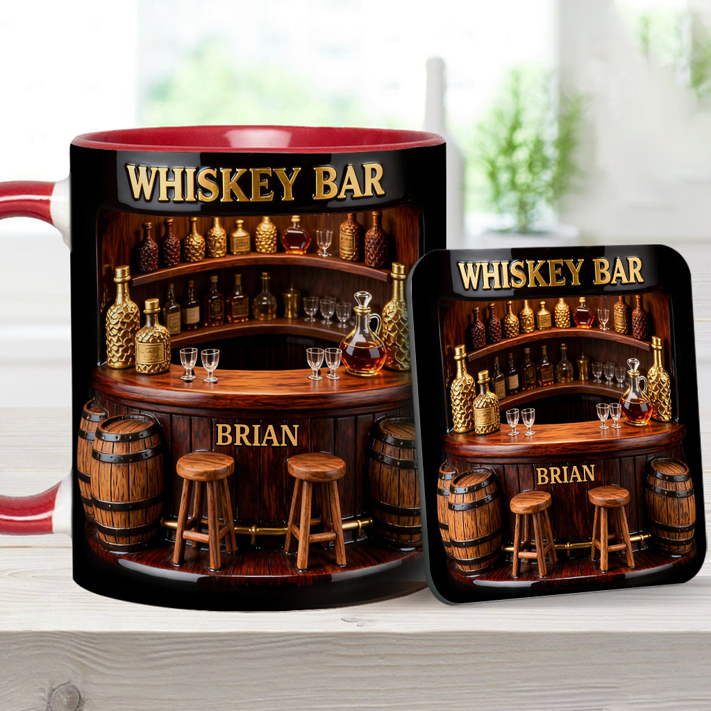 Whiskey Bar - Personalized Whisky Accent Mug & Coaster