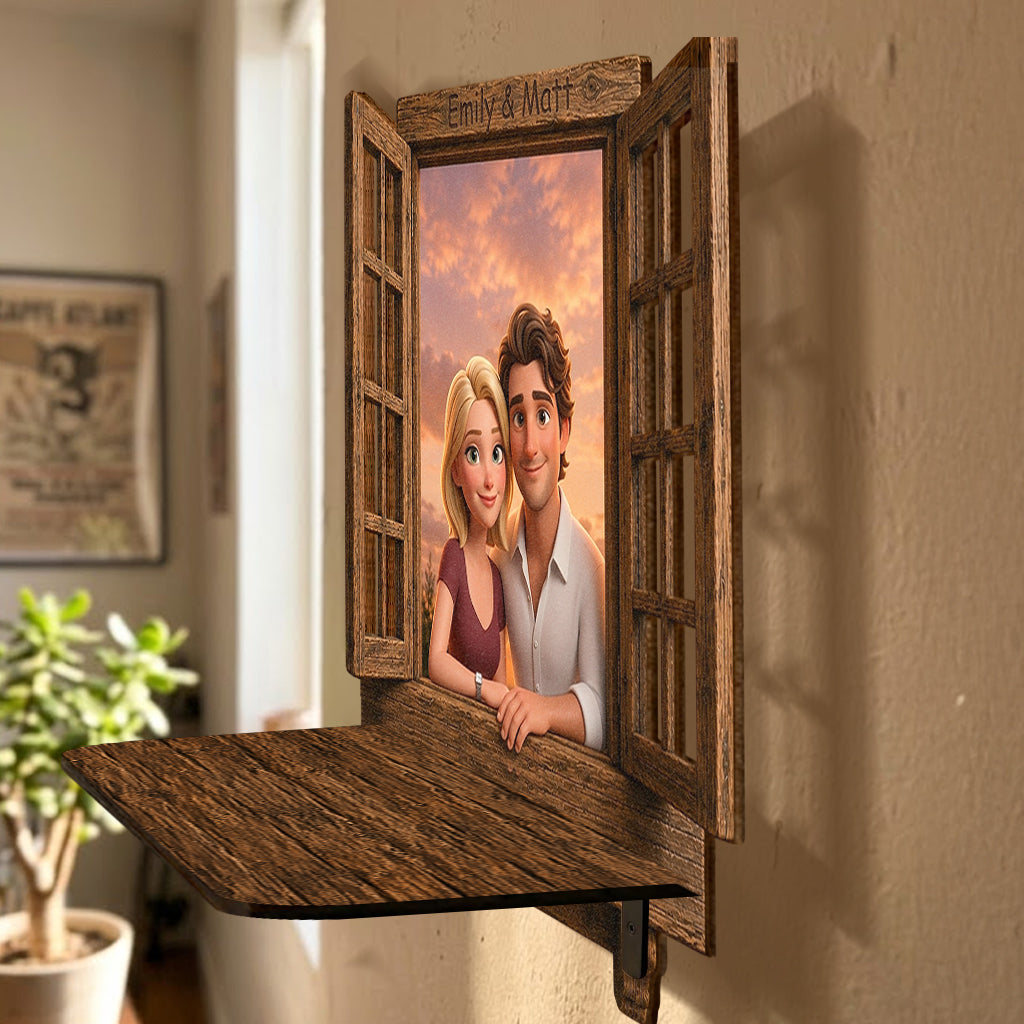 You & Me Couple Gift - Personalized Couple Wooden Floating Shelf