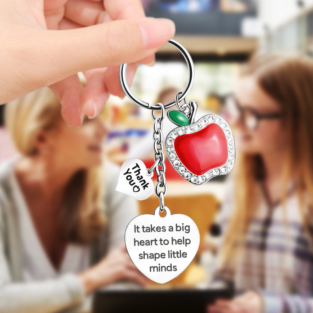 Apple Teacher Appreciation Gift Thank You for Helping Me Grow - Personalized Keychain