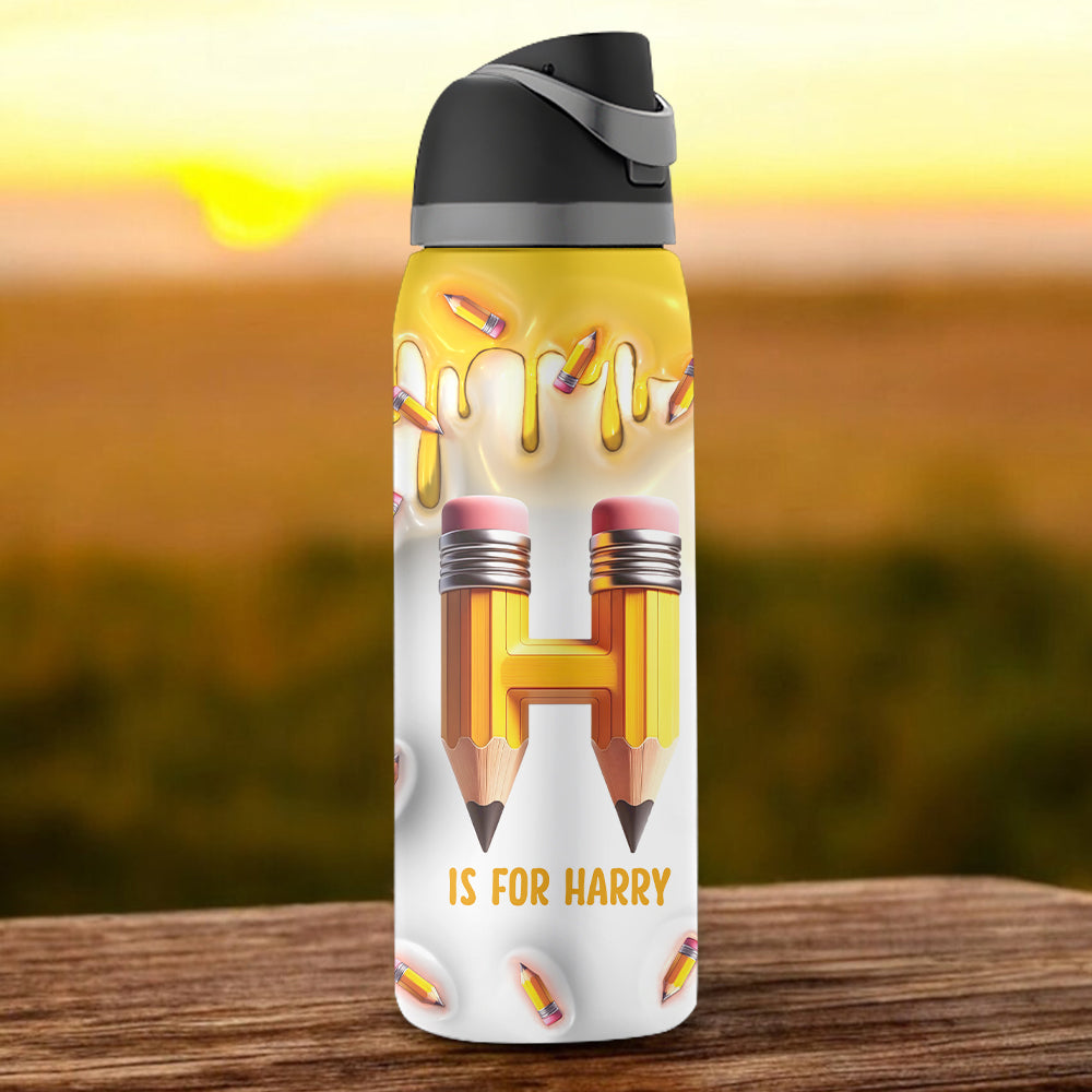 Pencil Alphabet Custom Name - Personalized Kid 2-In-1 Spout Water Bottle