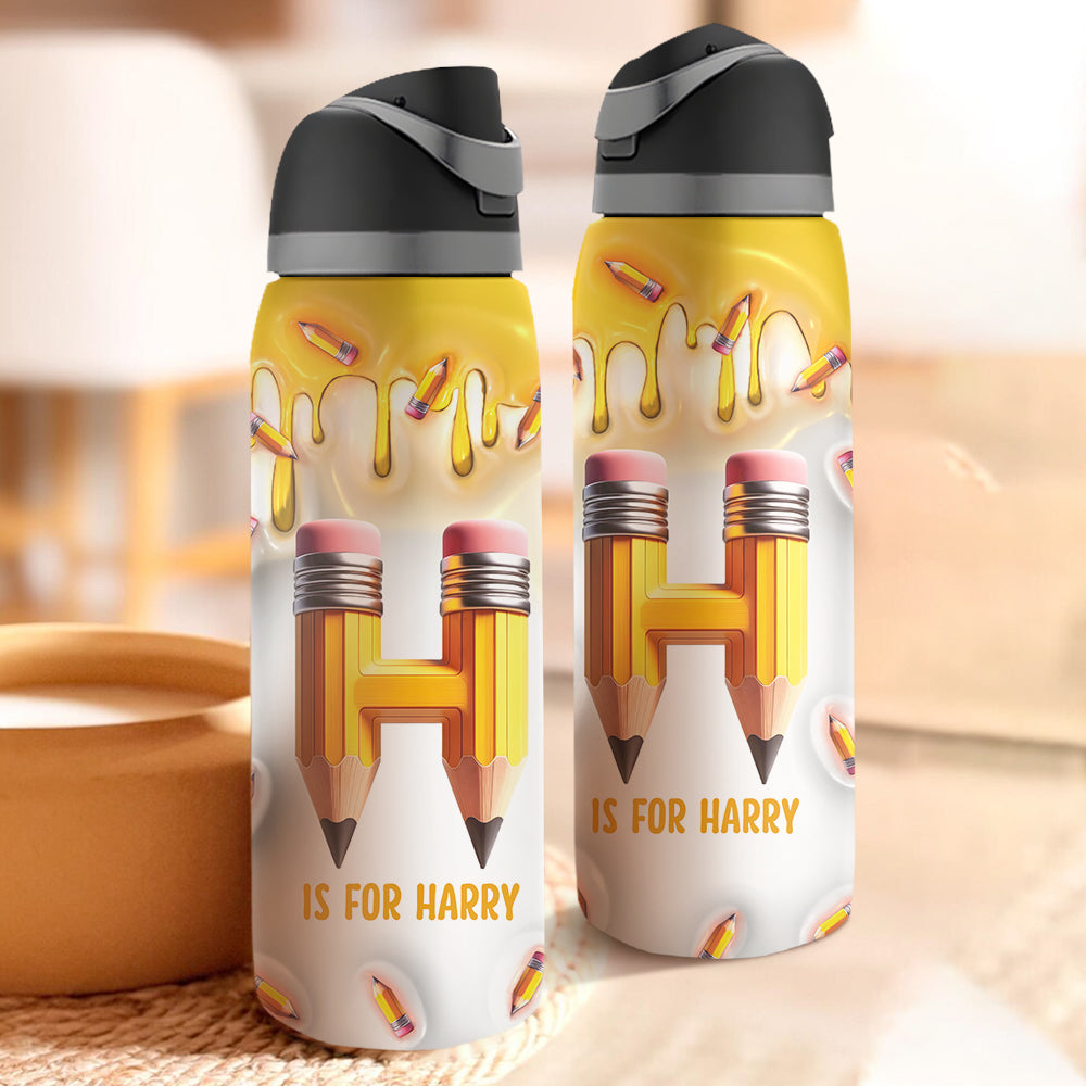 Pencil Alphabet Custom Name - Personalized Kid 2-In-1 Spout Water Bottle