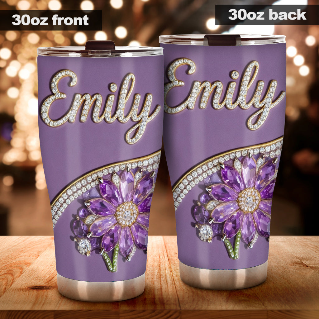 Self Love - Gift For Her - Personalized Birth Month Flower Tumbler
