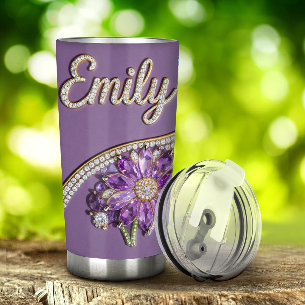 Self Love - Gift For Her - Personalized Birth Month Flower Tumbler
