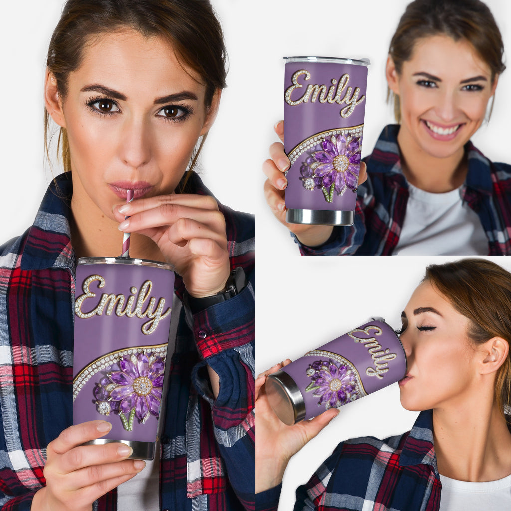 Self Love - Gift For Her - Personalized Birth Month Flower Tumbler