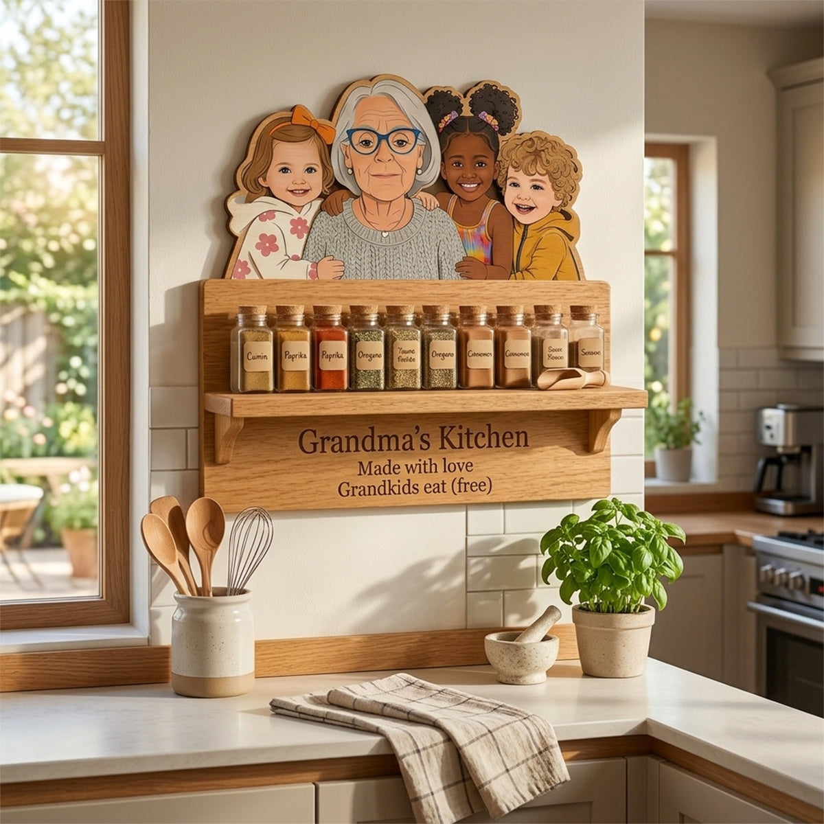 Grandma's Kitchen - Personalized Grandma Wooden Floating Shelf