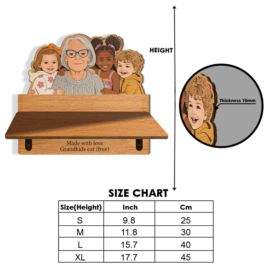 Grandma's Kitchen - Personalized Grandma Wooden Floating Shelf