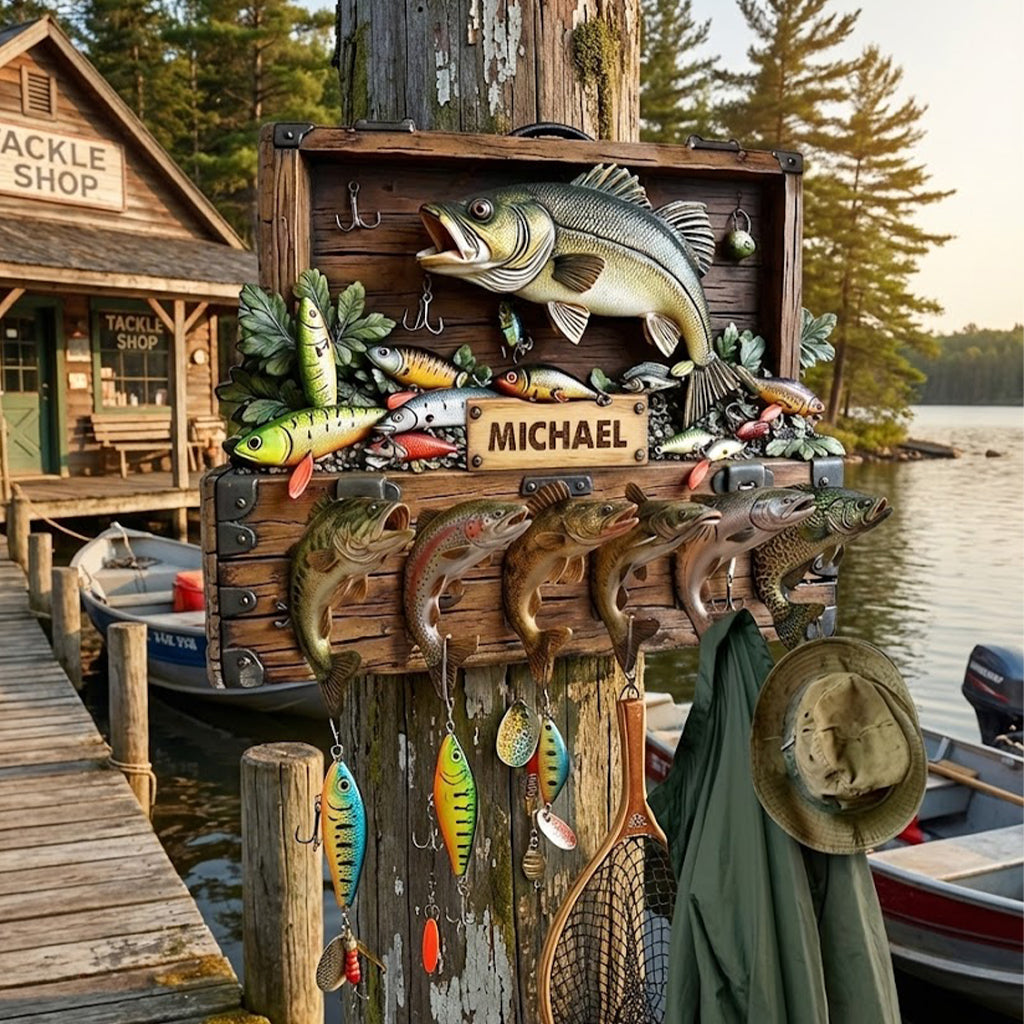 Reel Fun Perfect Gift For Fishing Lovers - Personalized Fishing Shaped Hanging Organizer
