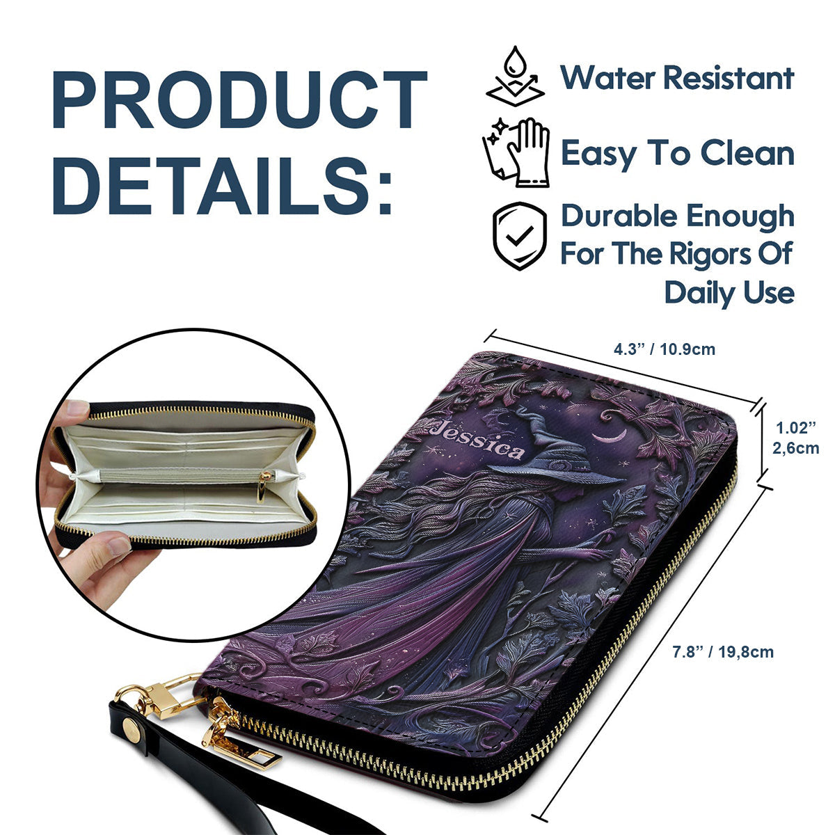 Purple Witch - Personalized Witch Leather Long Wallet