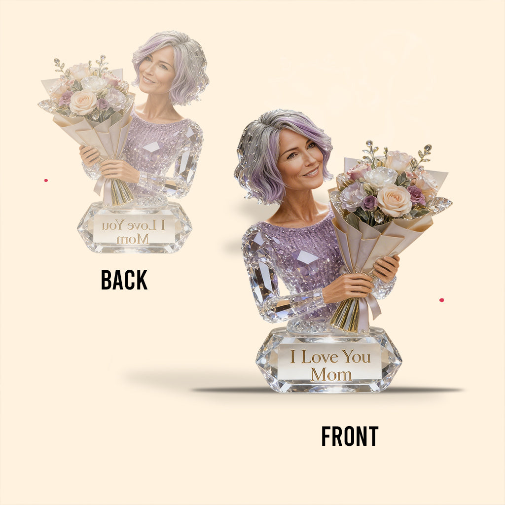 Mom Grandma And Flower Bouquet - Personalized Mother Custom Shaped Acrylic Plaque
