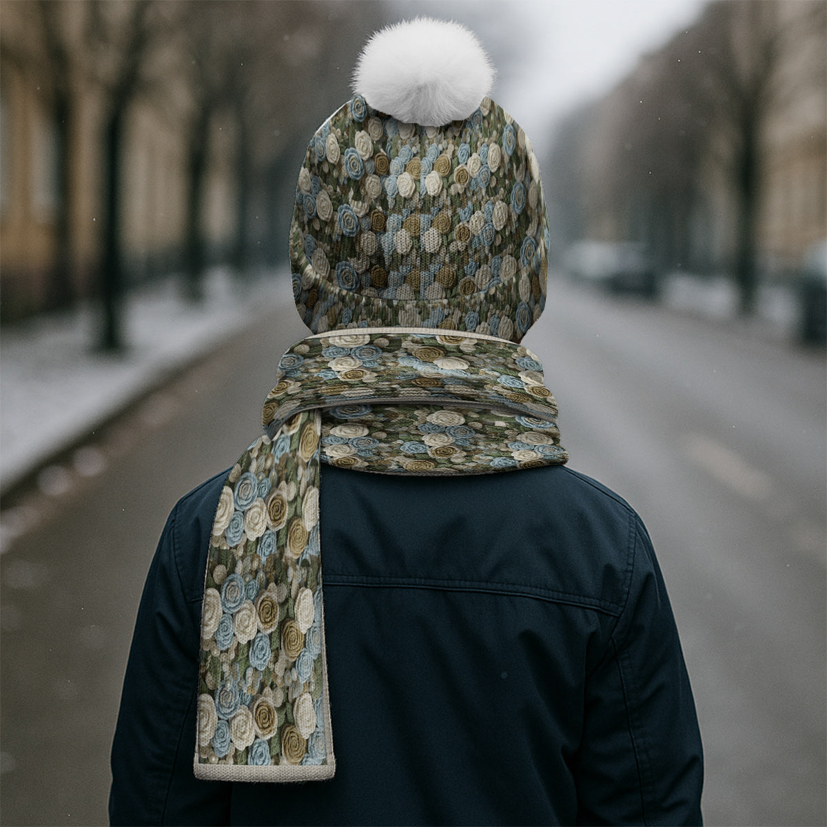 Our Lady's Rose - Personalized Christian Knitted Beanie Hat and Scarf Set
